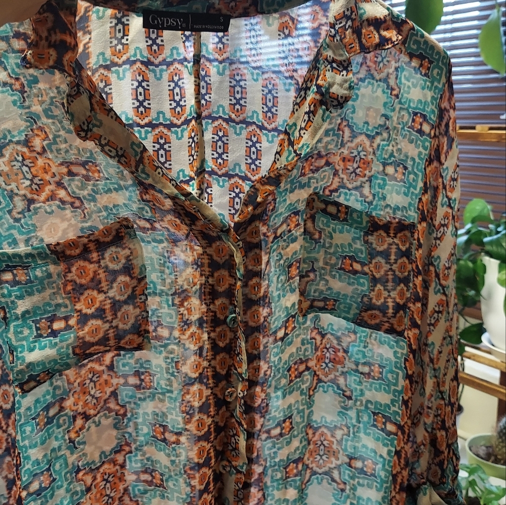 Gypsy 05 100% Silk Bohemian Blouse - Size Small - Picture 3 of 12